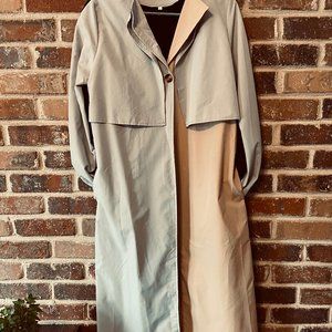 Two Tone Single Button Belted Trench Coat